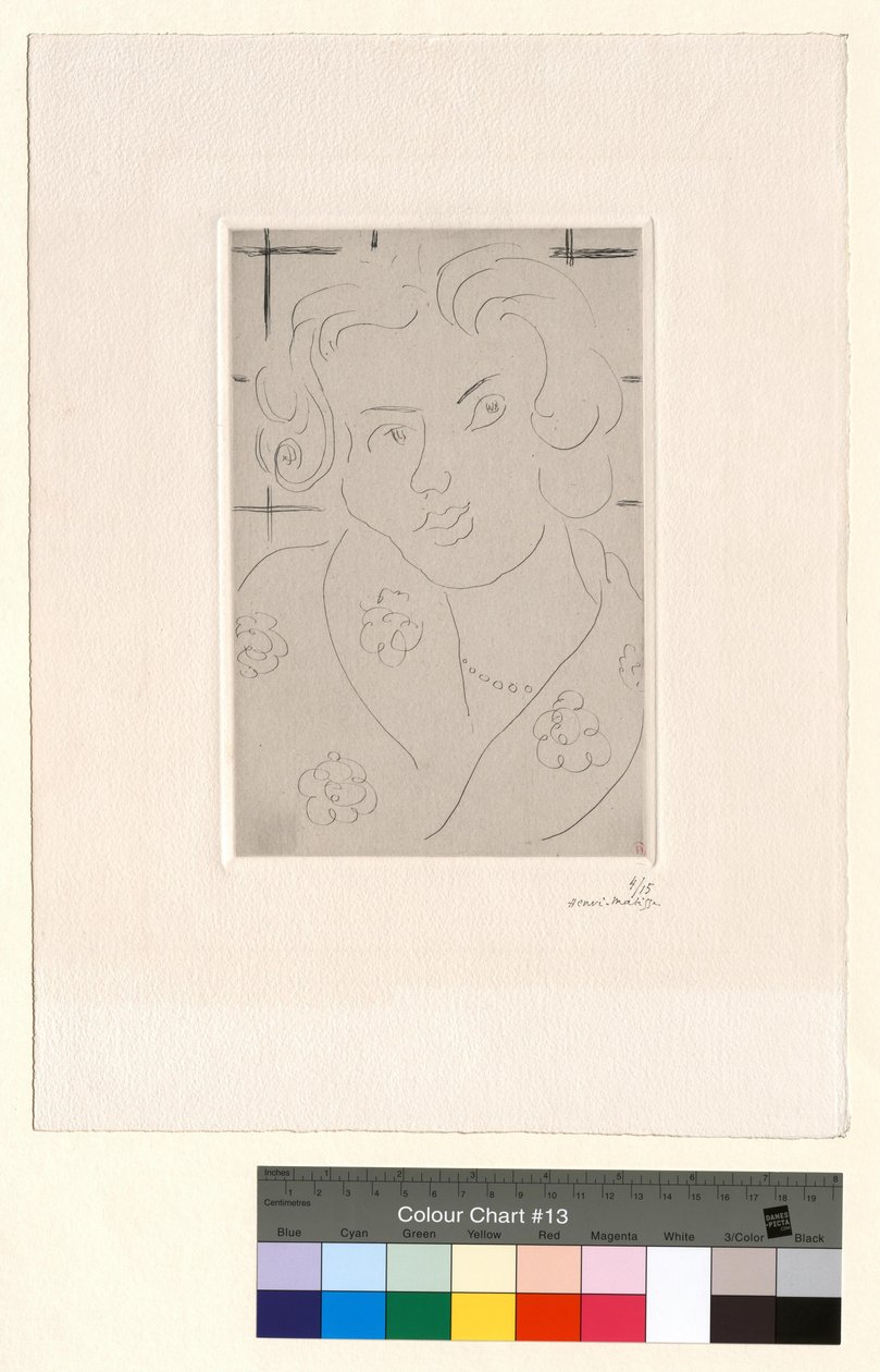 Busta, květované šaty od Henri Matisse
