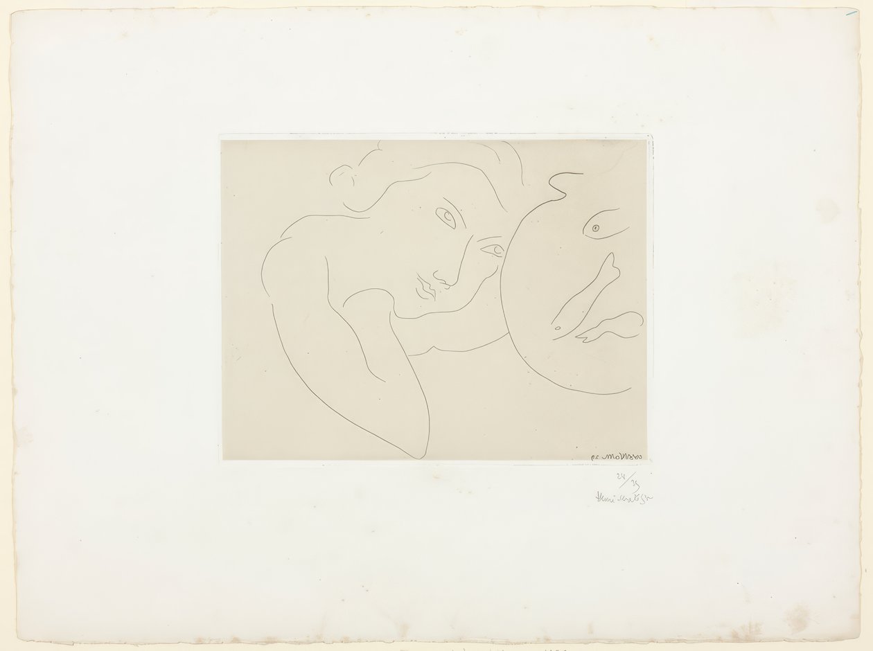 Skloněná hlava a miska na ryby od Henri Matisse