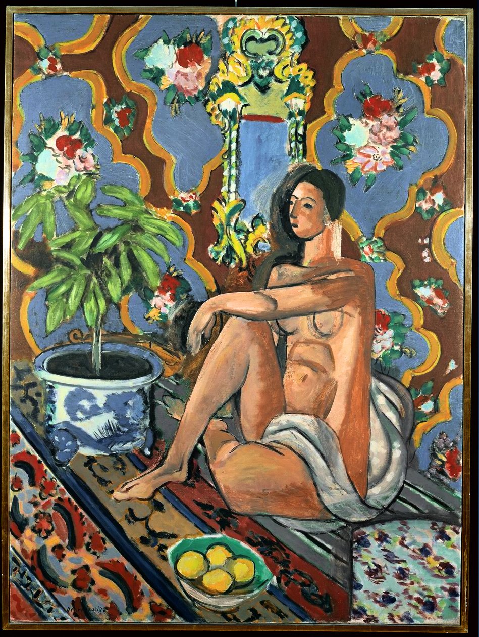 Dekorativní figura na ornamentálním podkladu od Henri Matisse