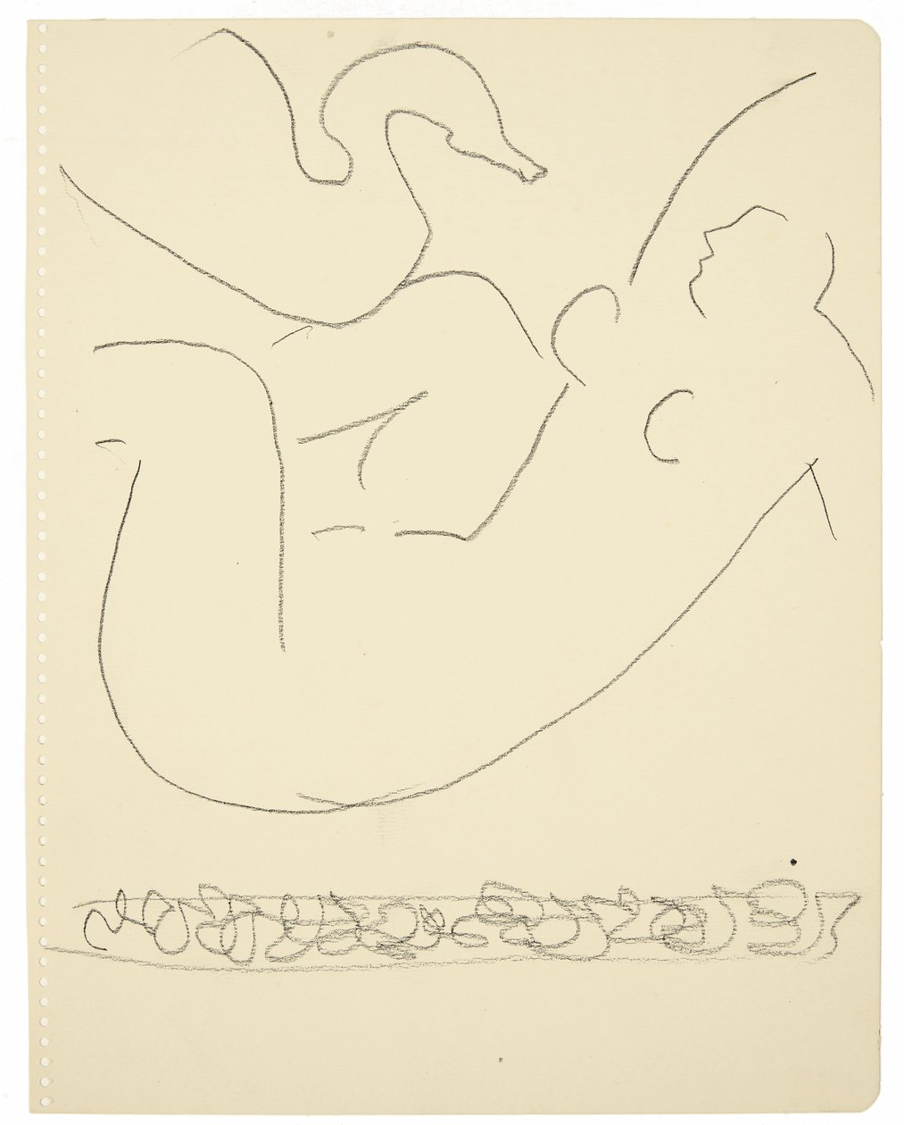 Studie (Léda a labuť) (černá pastelka Conté na papíře) od Henri Matisse