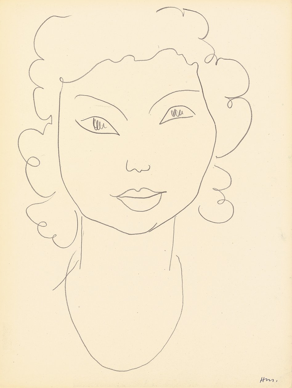 Hlava, kudrnaté vlasy (pastelka na papíře) od Henri Matisse