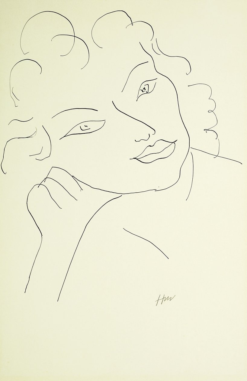 Hlava mladé ženy (pero a černá tuš na papíře) od Henri Matisse