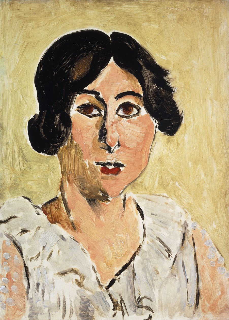 Hlava se začerněnýma očima (Lorette, asi 1917 (olej na desce)) od Henri Matisse
