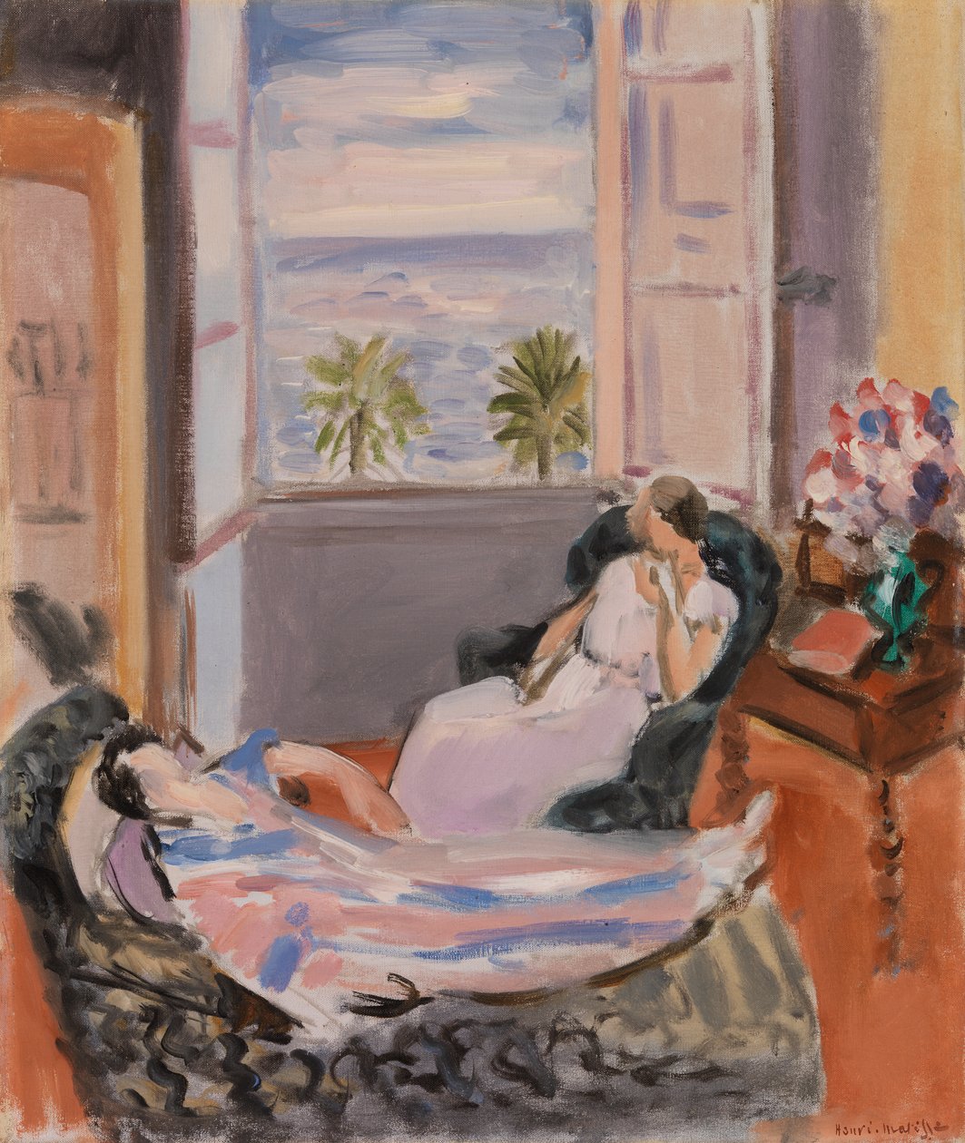 Interiér se dvěma postavami, otevřené okno od Henri Matisse