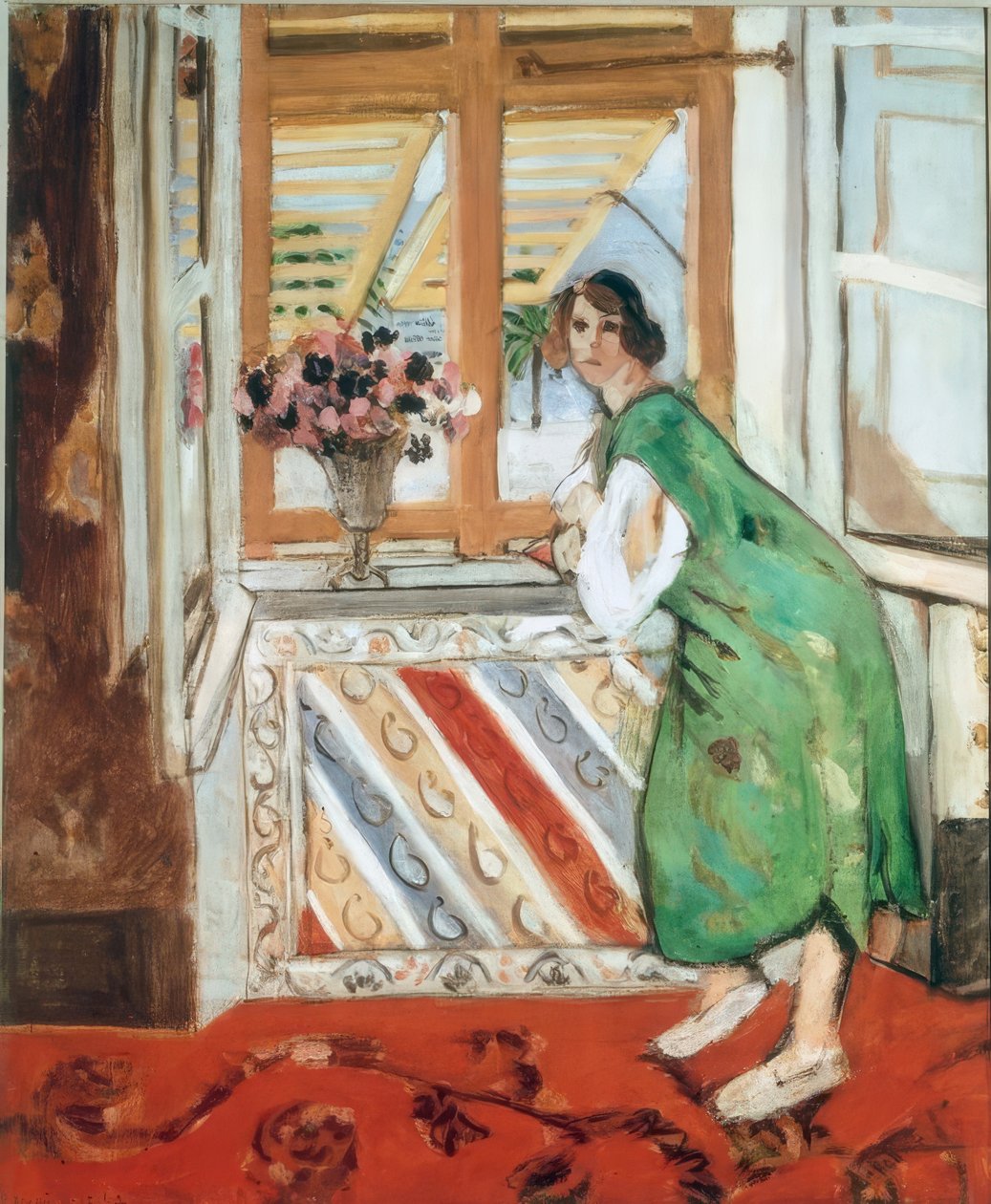 Intérieur à Nice, aneb, Mladá žena v zelených šatech opírající se o od Henri Matisse