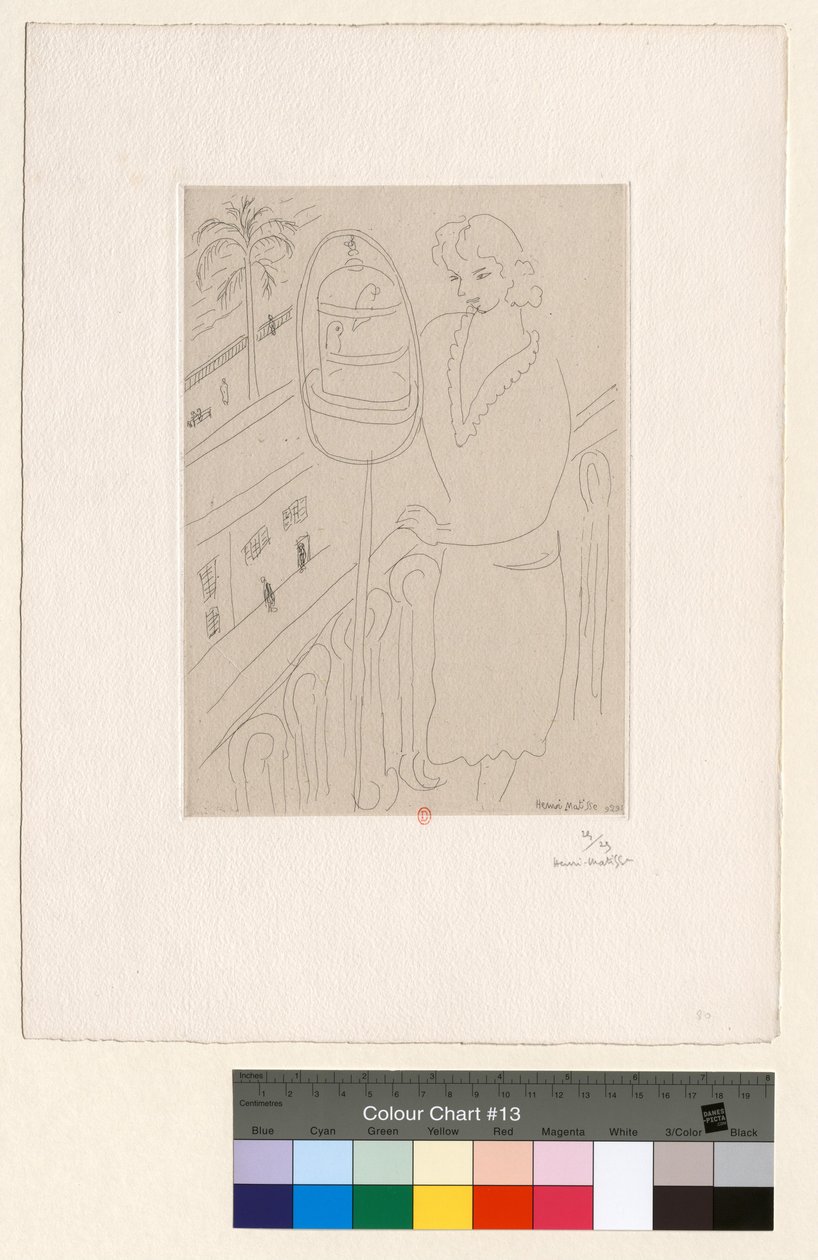 Mladá žena na balkoně pozorující andulky od Henri Matisse
