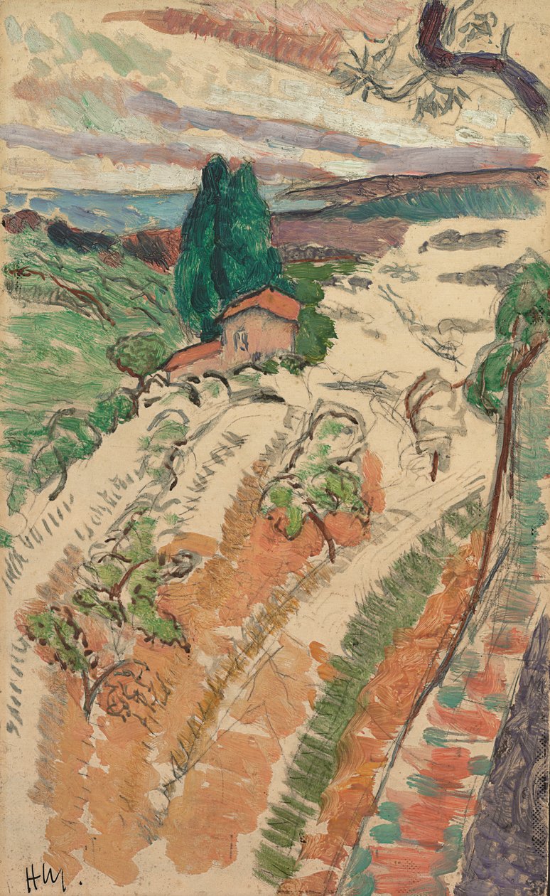 Krajina, St. Tropez, kolem roku 1904 (olej na desce s tužkou) od Henri Matisse