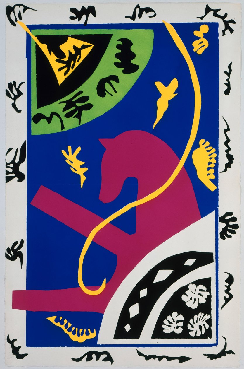 Kůň, jezdkyně a klaun. Z „Jazz“. Tabulka V. Str. 34 od Henri Matisse