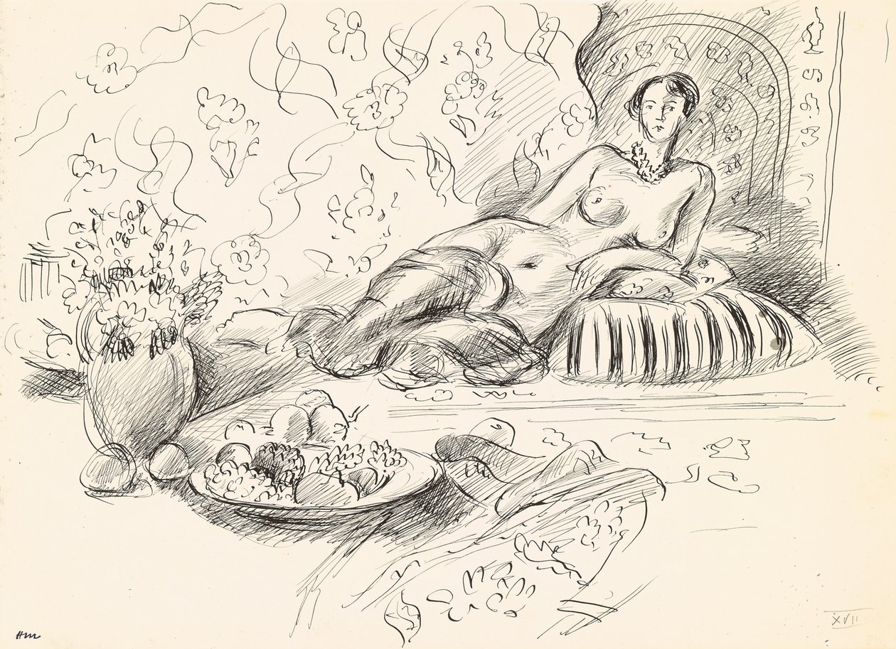 Ležící odaliska II, asi 1927 (pero a tuš na papíře) od Henri Matisse