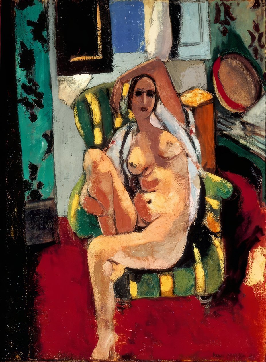 Nahý sedící muž s tamburínou od Henri Matisse