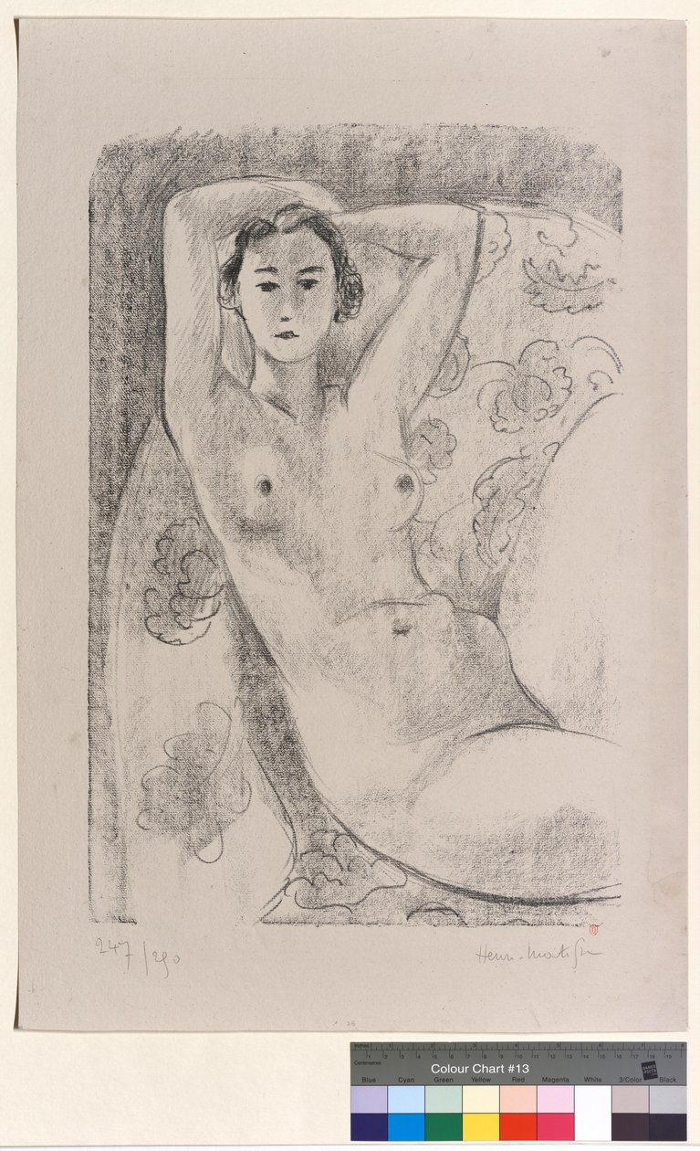 Nu sedí v křesle s květinovým vzorem od Henri Matisse