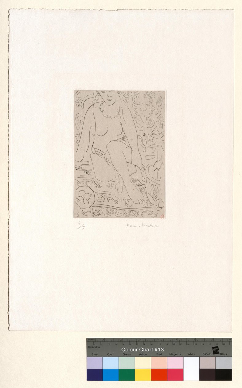 Nahý v interiéru s mísou ovoce od Henri Matisse