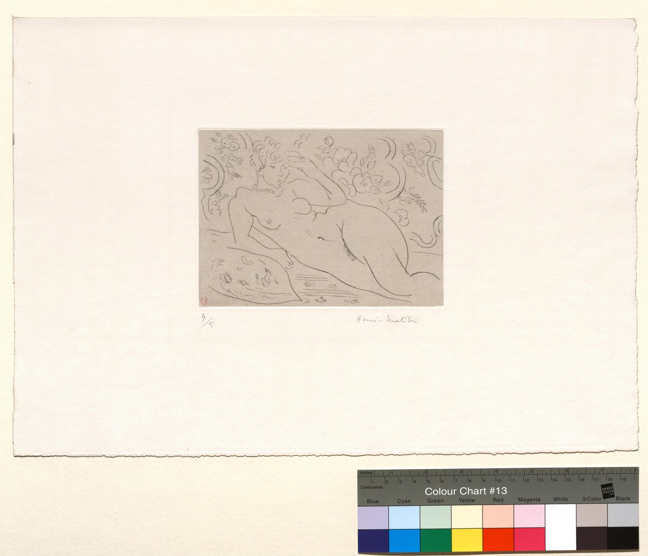 Nahý, interiér s květinami od Henri Matisse