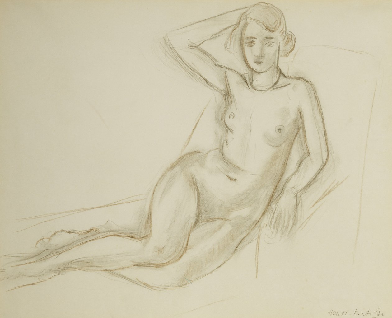 Akt sedící na polohovacím křesle; Nu Assis sur une Chaise Longue od Henri Matisse