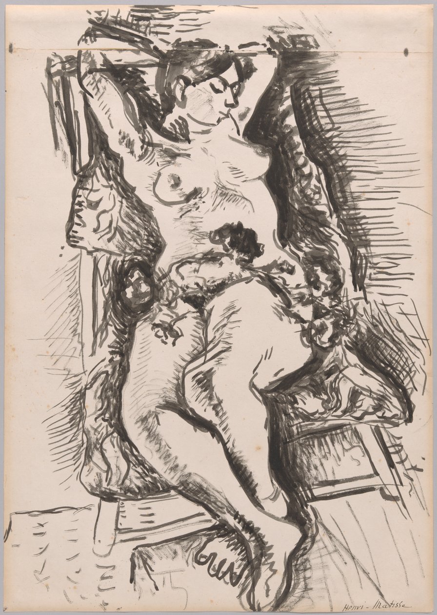 Akt na skládací židli od Henri Matisse