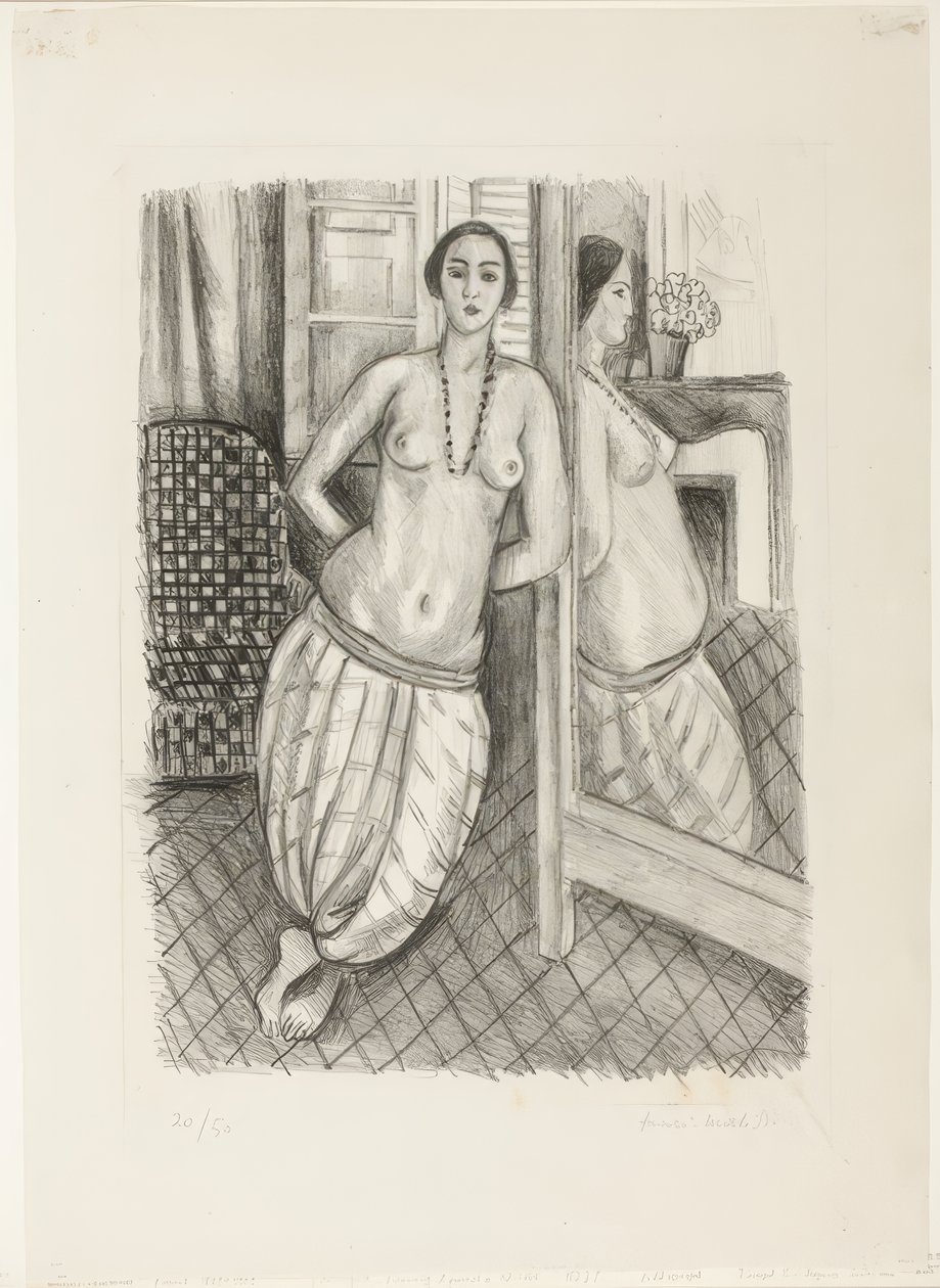 Odaliska v pruhovaných kalhotách, Odraz v zrcadle od Henri Matisse