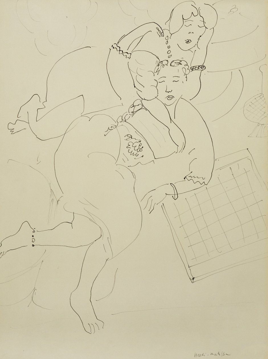Odalisky se šachovnicí, asi 1928 (pero a černá tuš na papíře) od Henri Matisse