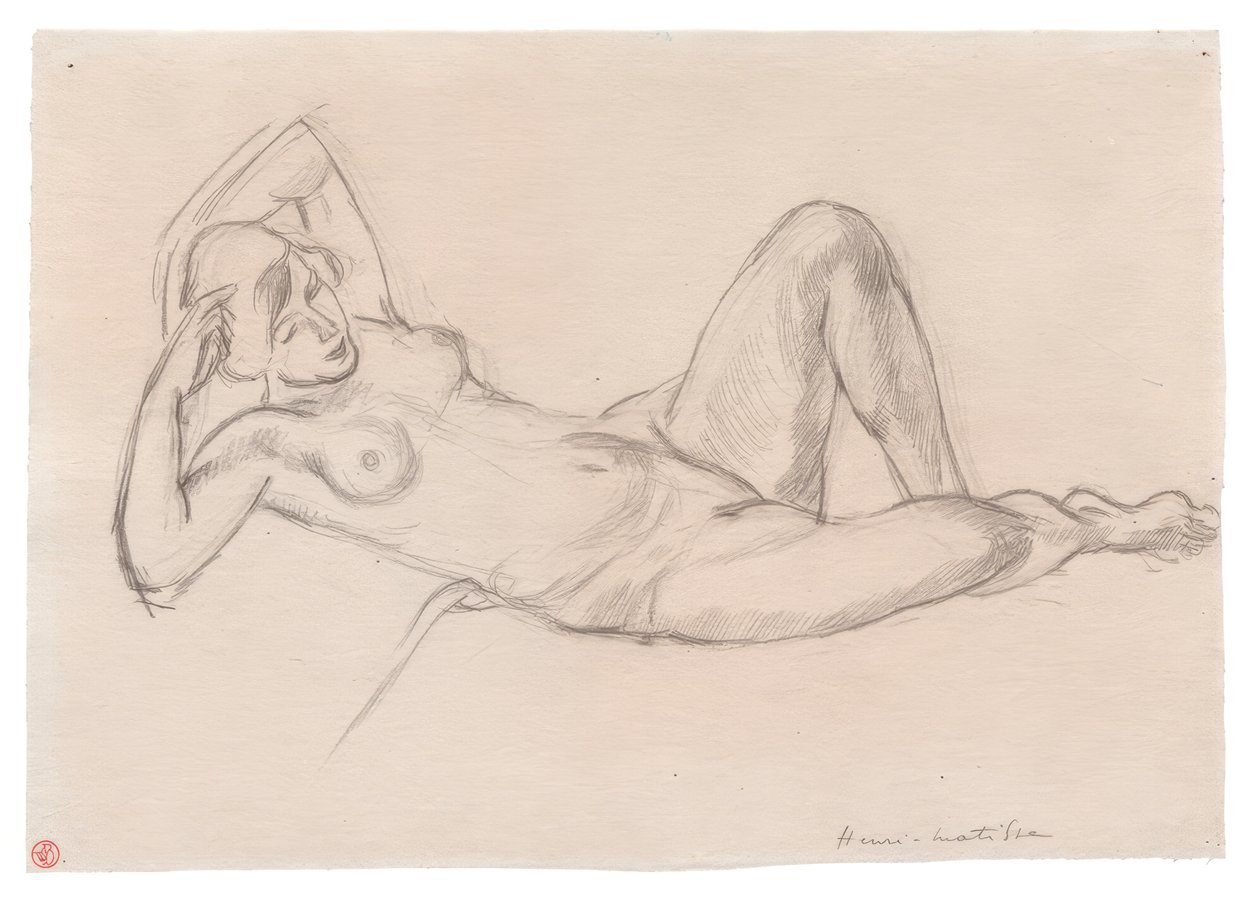 Ležící ženský akt se zvednutým kolenem od Henri Matisse