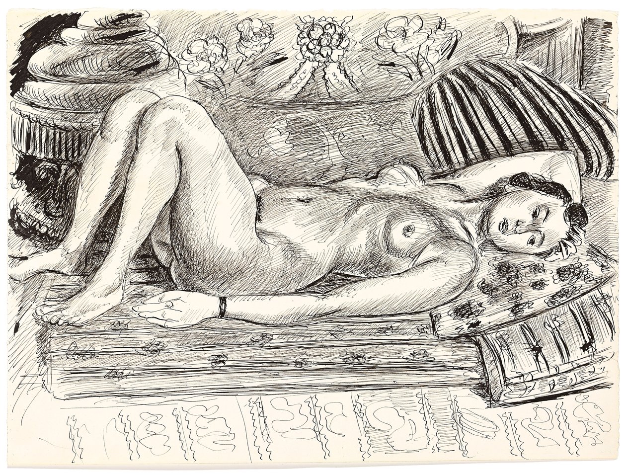 Ležící akt na podprsence, asi 1926-1927 (pero a tuš na papíře) od Henri Matisse
