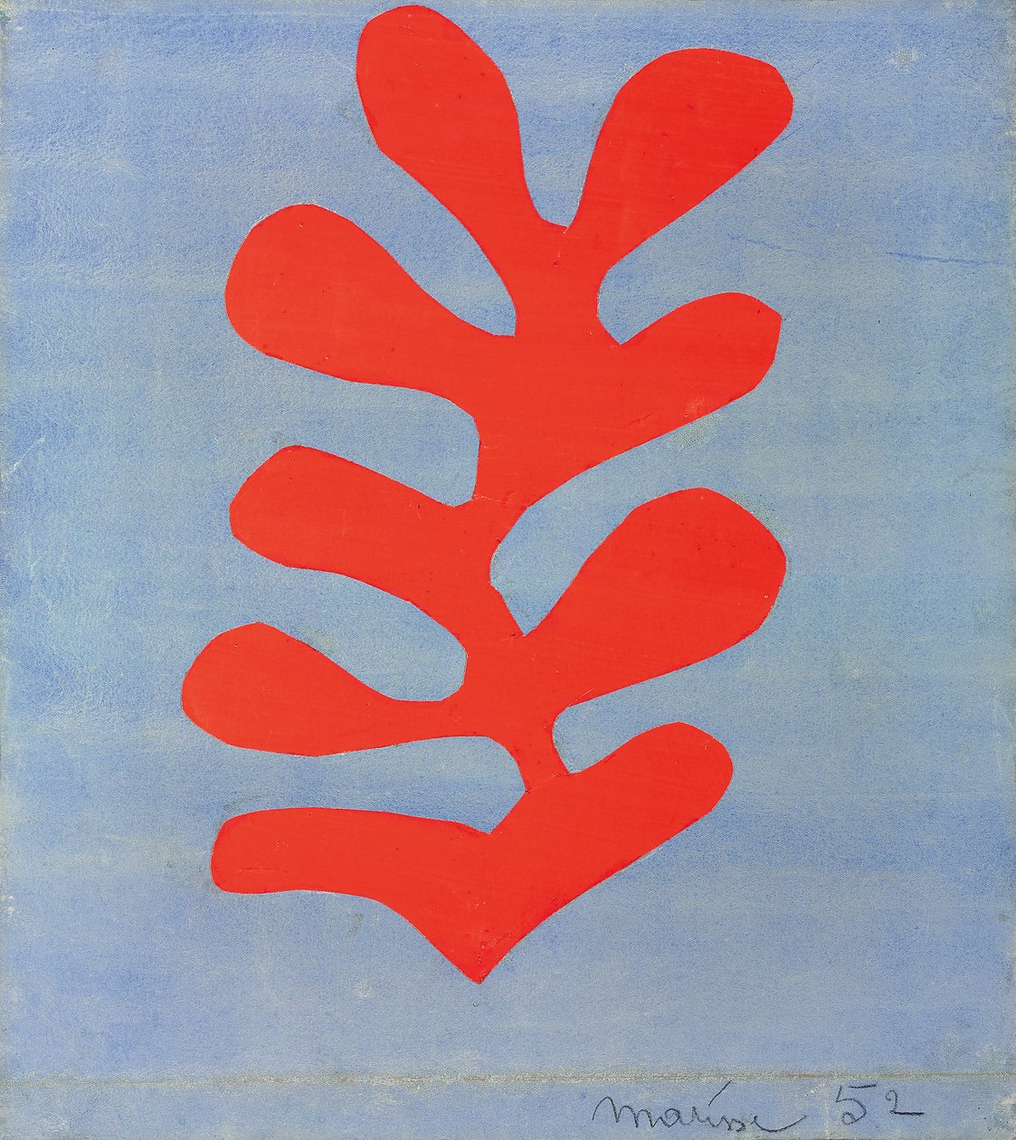Červené řasy na modrém pozadí od Henri Matisse