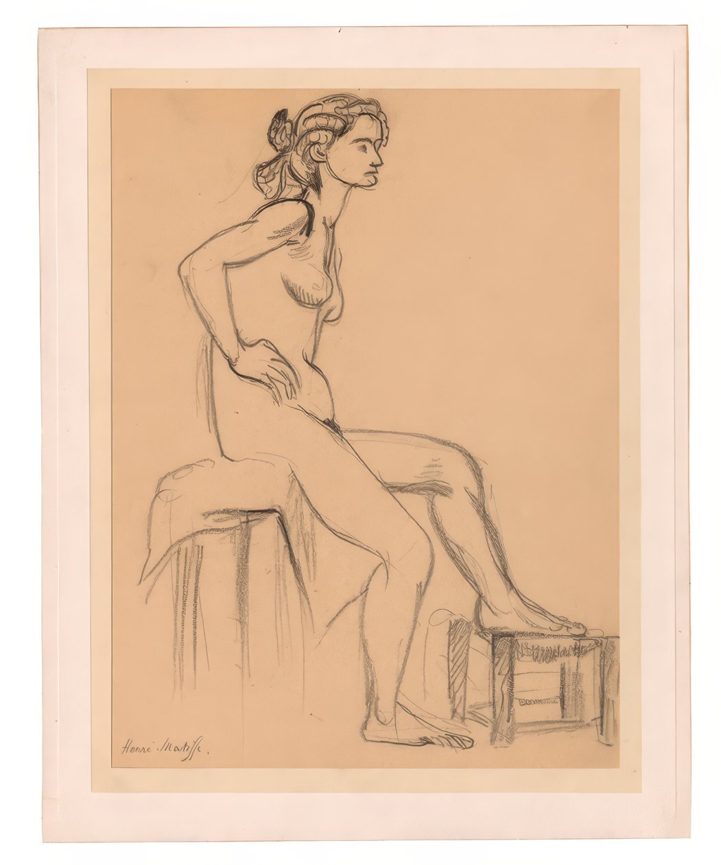 Sedící ženský akt, jedna noha na stoličce od Henri Matisse