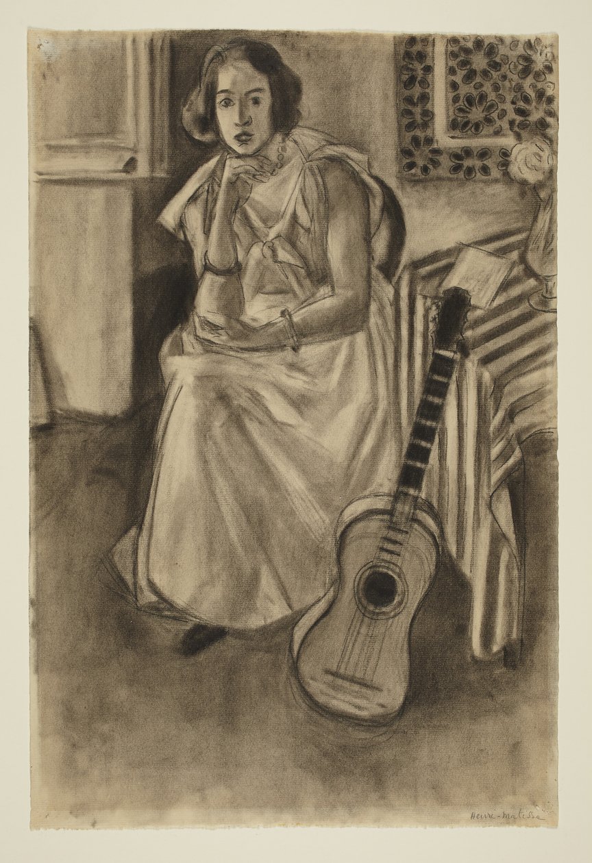 Sedící model s kytarou od Henri Matisse