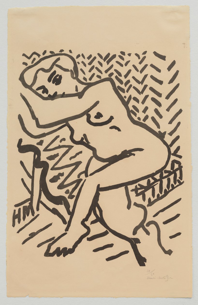 Sedící akt [Malý světlý dřevoryt] od Henri Matisse