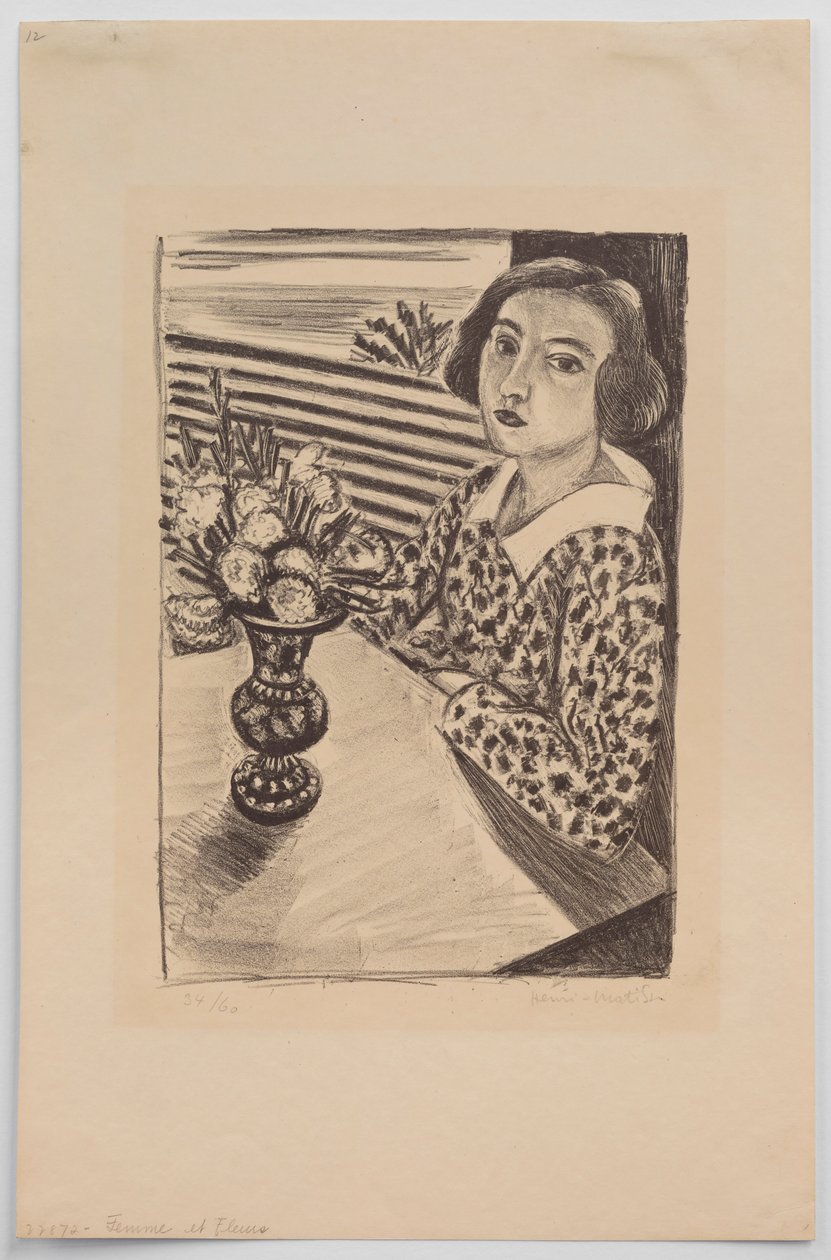 Sedící dívka s kyticí květin od Henri Matisse