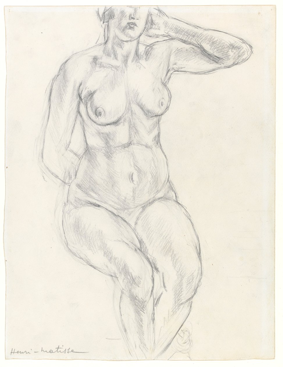 Sedící akt, asi 1918 (grafit a černá křída na papíře) od Henri Matisse