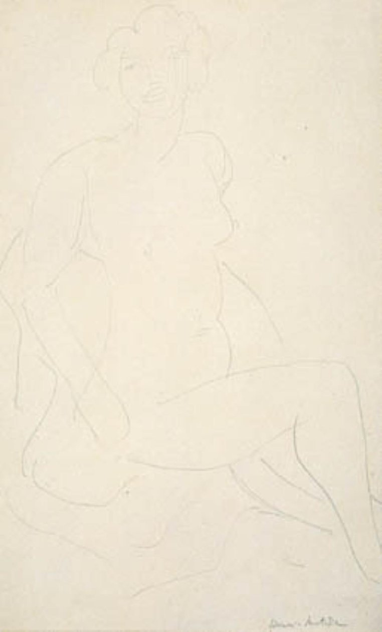 Sedící ženská modelka, otočená doprava od Henri Matisse
