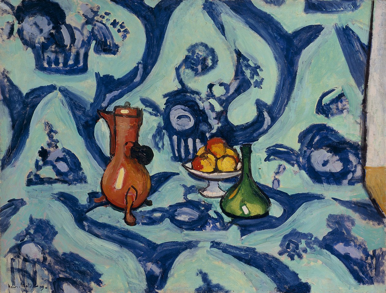 Zátiší s modrým ubrusem od Henri Matisse
