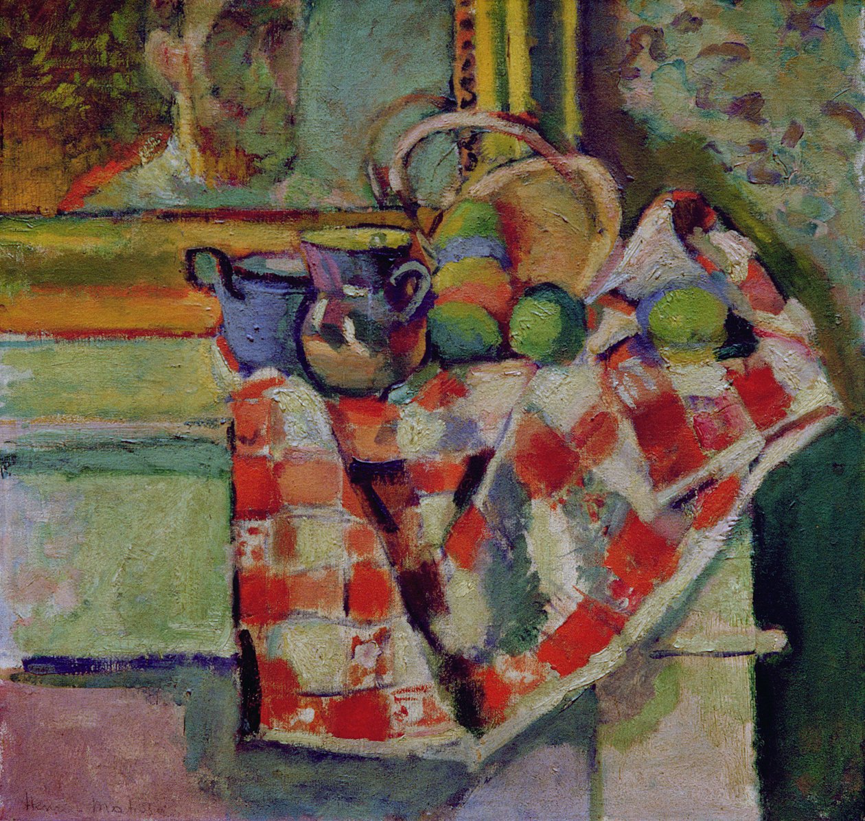 Zátiší s kostkovaným ubrusem, asi 1903 (olej na plátně) od Henri Matisse