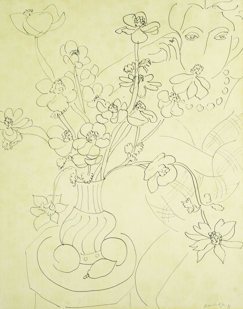Studie pro sasanky a ženu, Harmonie v modrém od Henri Matisse