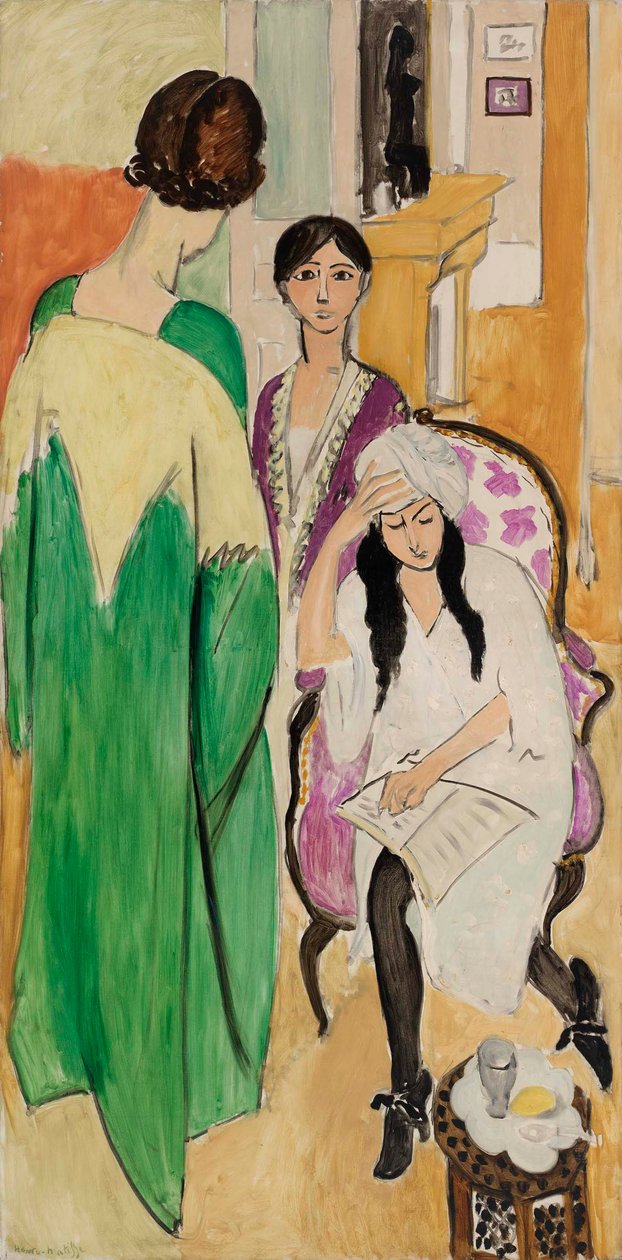 Tři sestry s africkou sochou od Henri Matisse