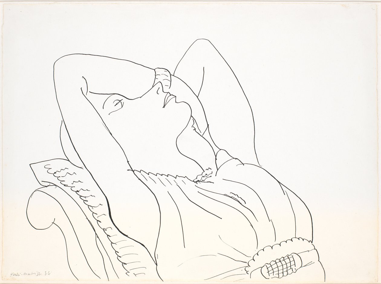 Zakloněná žena s pažemi nad hlavou, polopostava od Henri Matisse