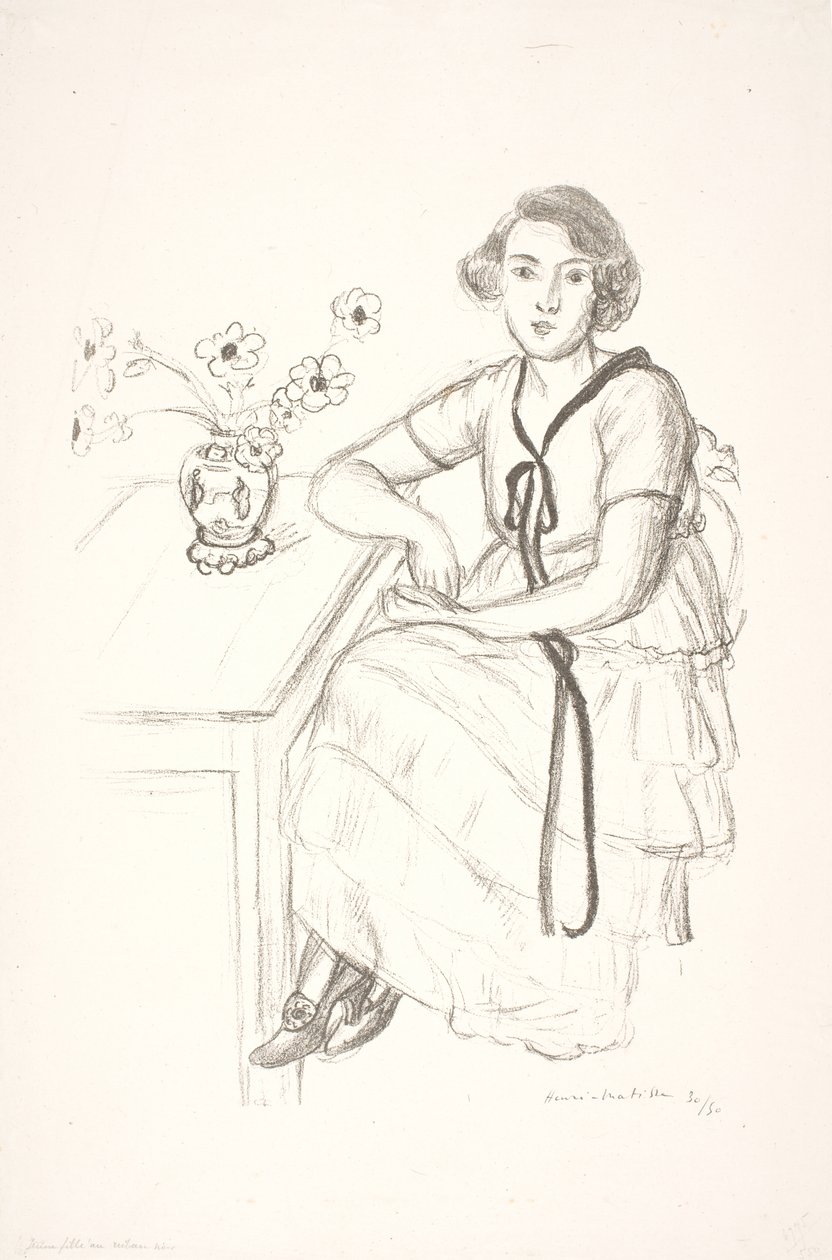 Mladá žena s černou ozdobnou stuhou od Henri Matisse