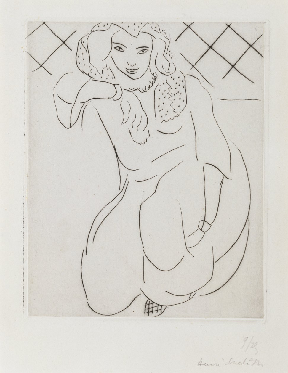 Zahalená orientální žena klečící na kolenou od Henri Matisse