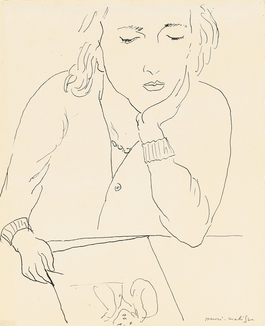 Čtoucí žena (pero a tuš na papíře) od Henri Matisse