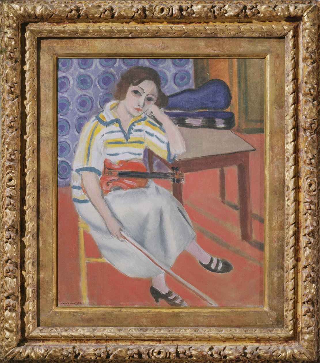 Žena s houslemi, asi 1921-23 (olej na plátně) od Henri Matisse
