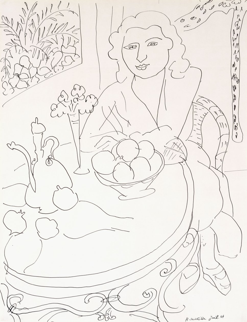 Mladá žena u stolu od Henri Matisse