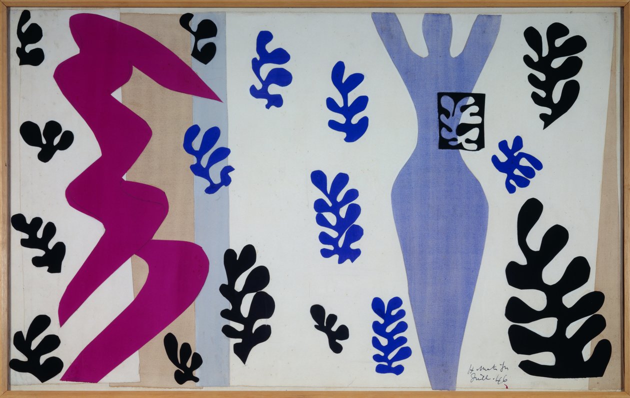 jazz - le lanceur de couteaux 1943 (kvašový papír vystřižený a nalepený na papíře připevněném na plátně) od Henri Matisse
