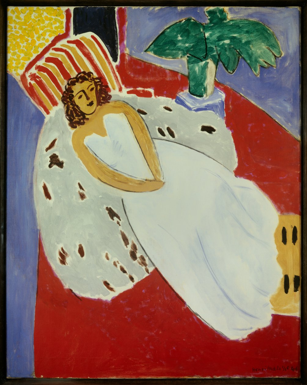 jeune fille en blanc fond rouge 1946 (olej na plátně) od Henri Matisse