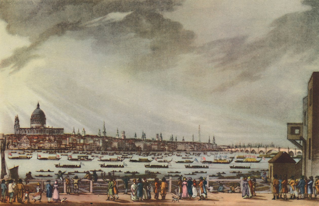 Pohřební průvod lorda Nelsona po vodě z nemocnice Greenwich do Whitehallu, 9. ledna 1806 od Henri Merke
