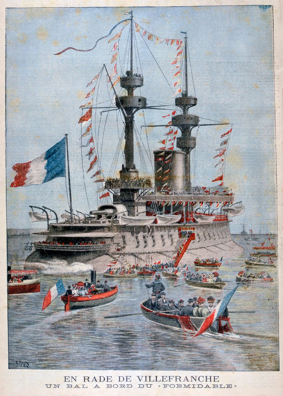 Míč na palubě bitevní lodi Formidable, Villefranche Harbour, Francie, 1896 od Henri Meyer