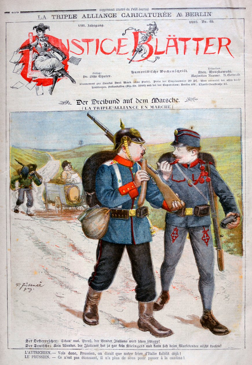 Karikatura Trojité aliance v časopise Lustige Blatter, 1893 od Henri Meyer