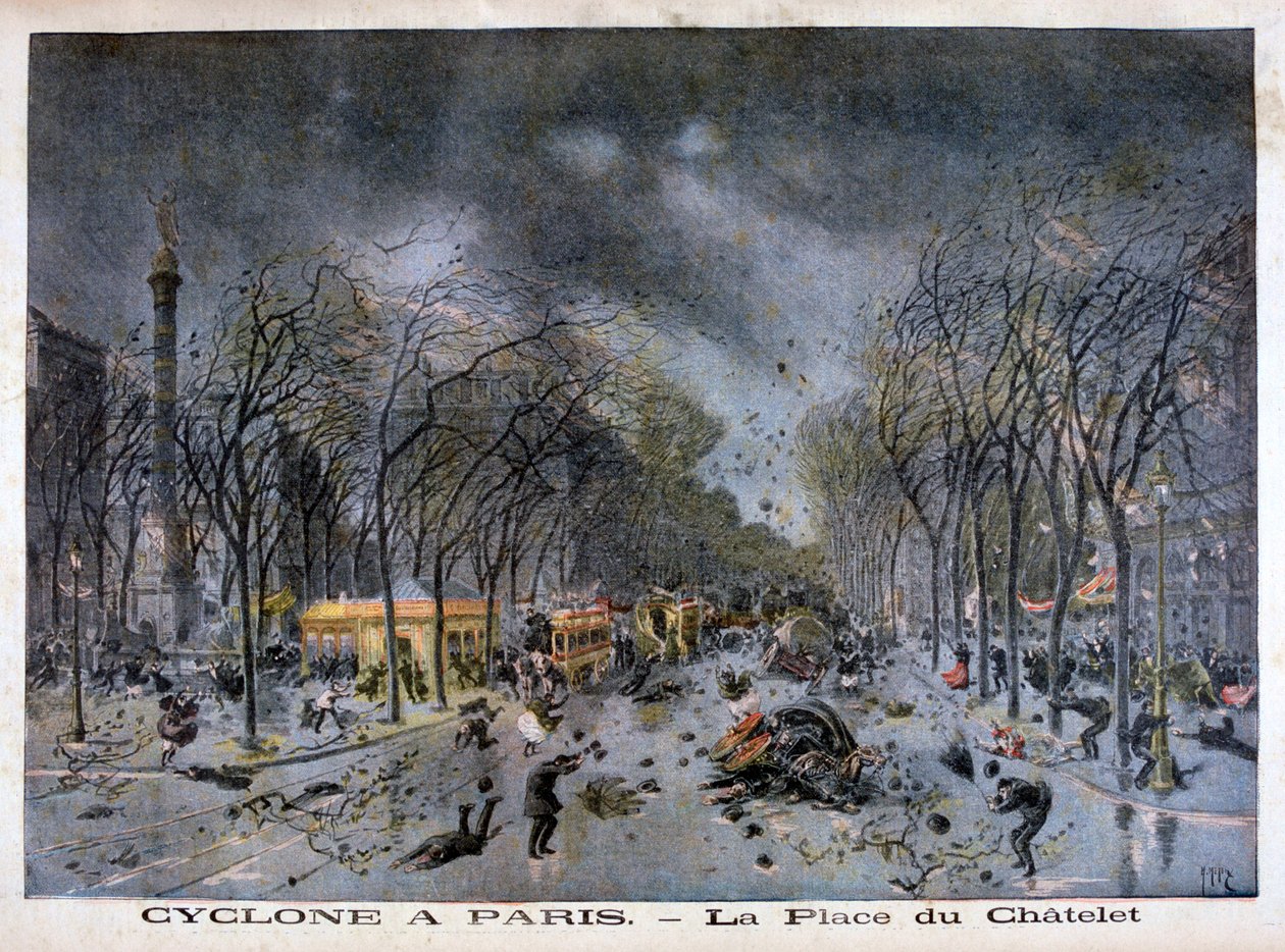 Cyklon v Paříži, Place du Châtelet, 1896 od Henri Meyer