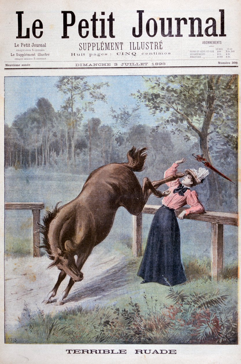 Mladá žena je kopnuta koněm, 1898 od Henri Meyer