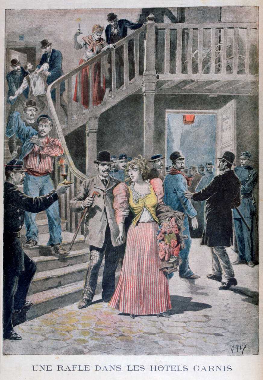 Zatčení prostitutek v pařížském hotelu, 1895 od Henri Meyer