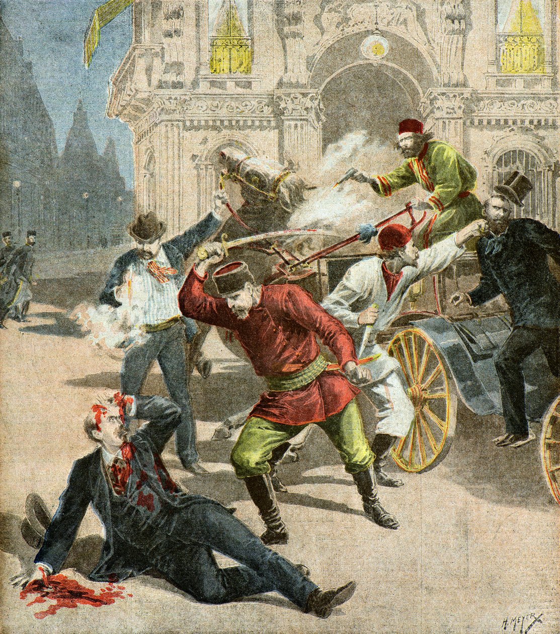 Atentát na pana Stamboulofa, 1895 (Ilustrace) od Henri Meyer