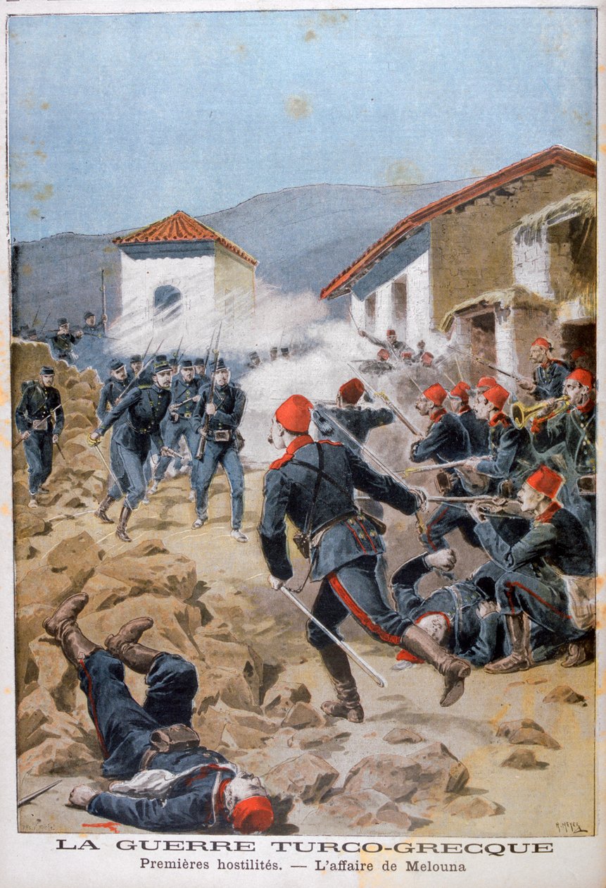 Bitva u Meluny, řecko-turecká válka, 1897 od Henri Meyer